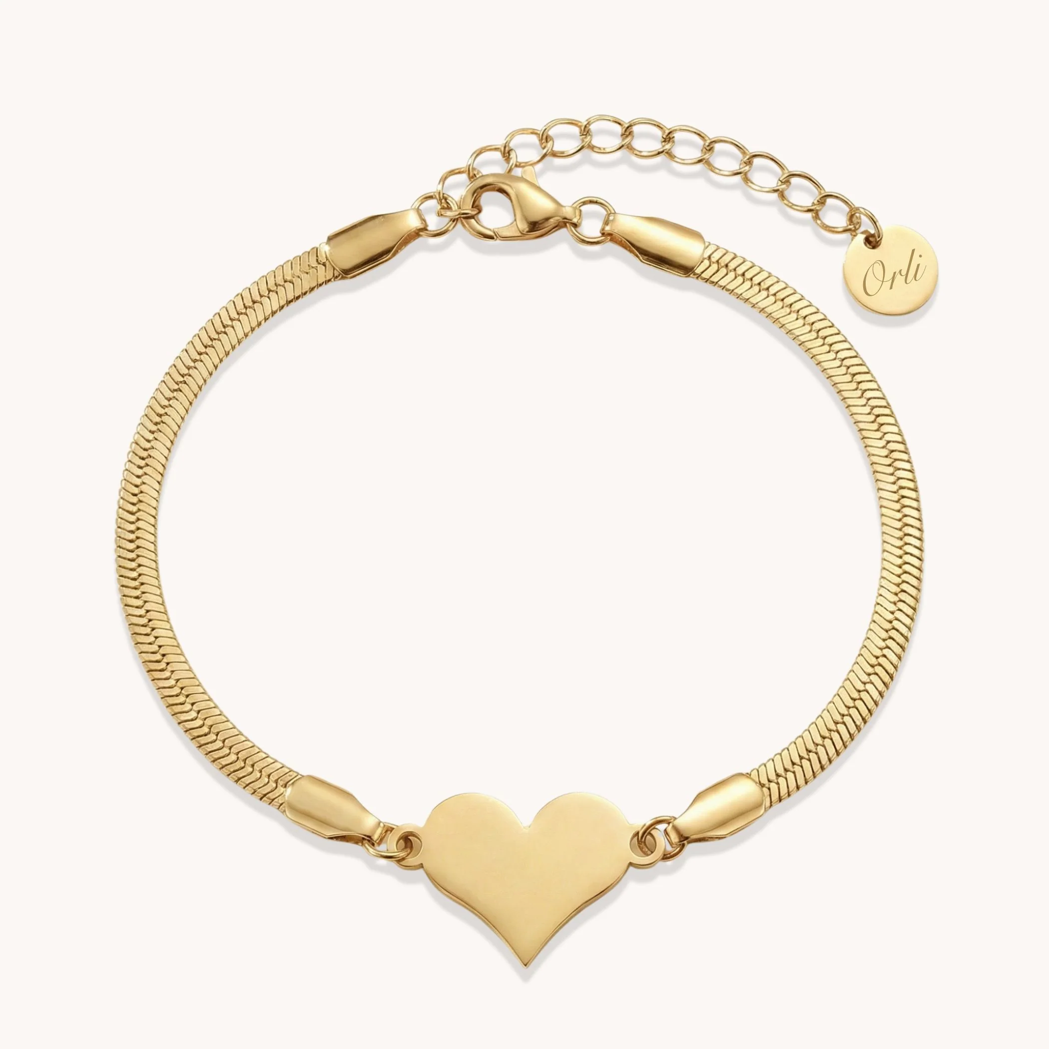 Snake Chain Heart Bracelet in Gold - Image 4