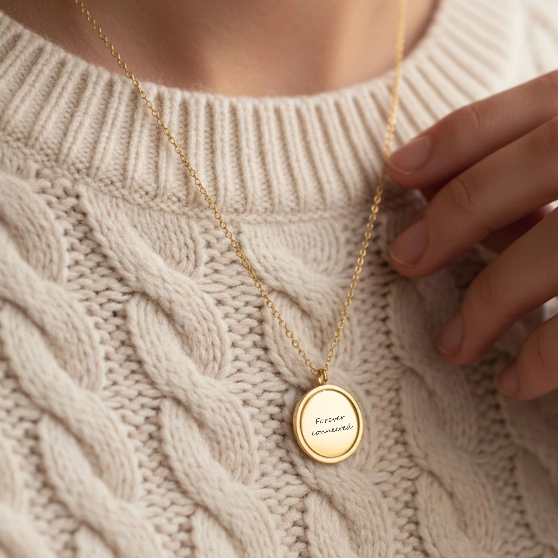 Spinning Disc Engravable Necklace in Gold - Image 3