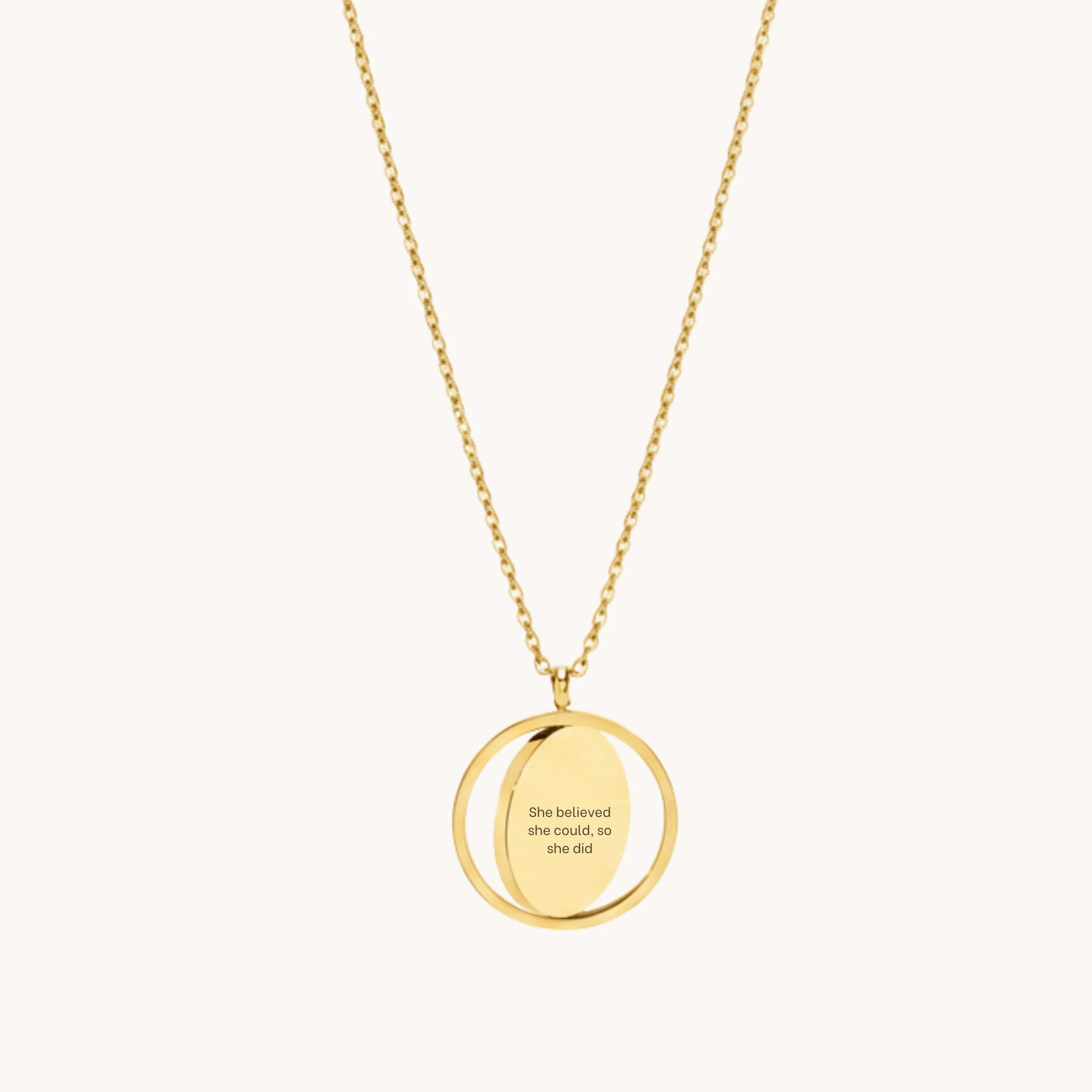 Spinning Disc Engravable Necklace in Gold - Image 4