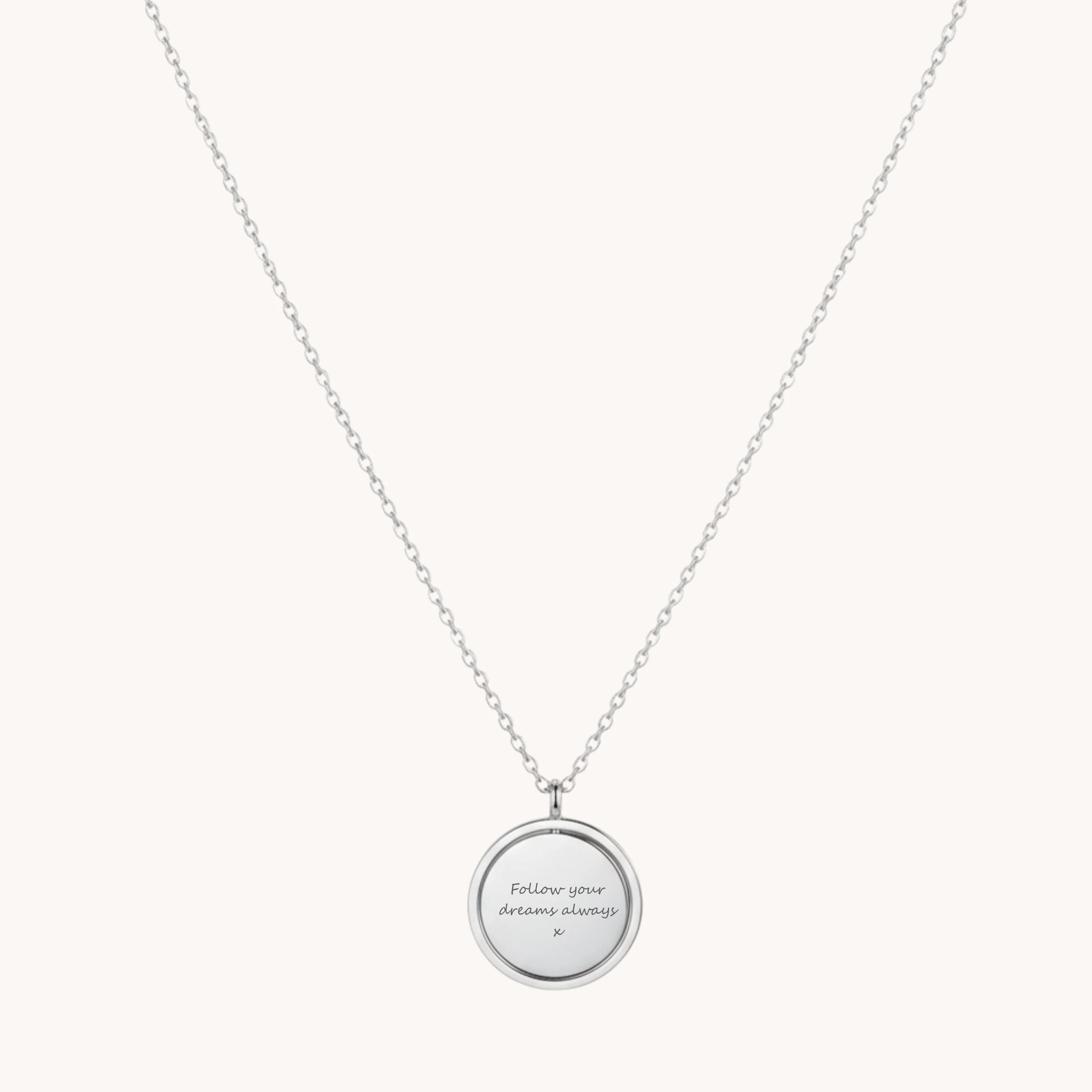 Spinning Disc Engravable Necklace in Silver - Image 2