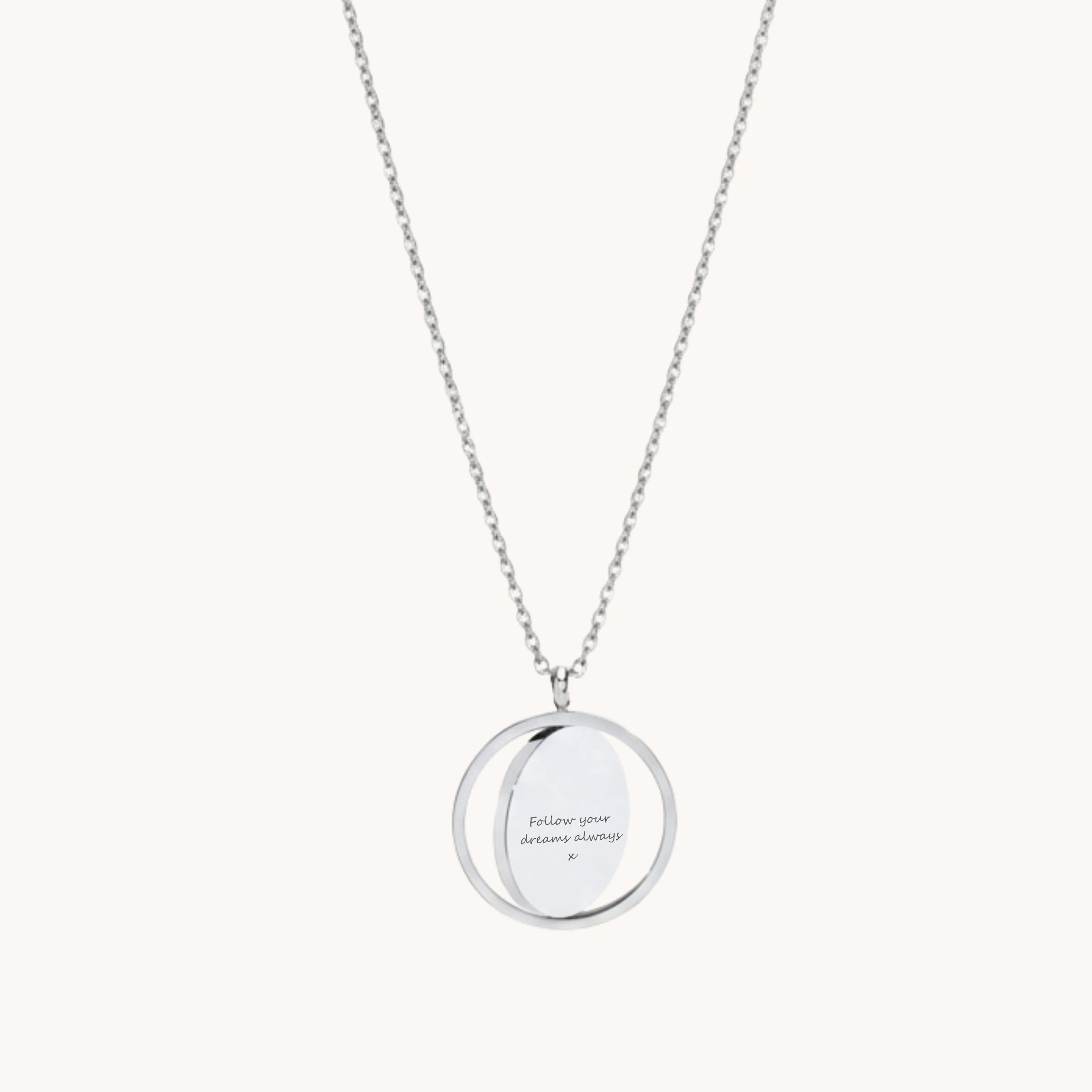 Spinning Disc Engravable Necklace in Silver - Image 4