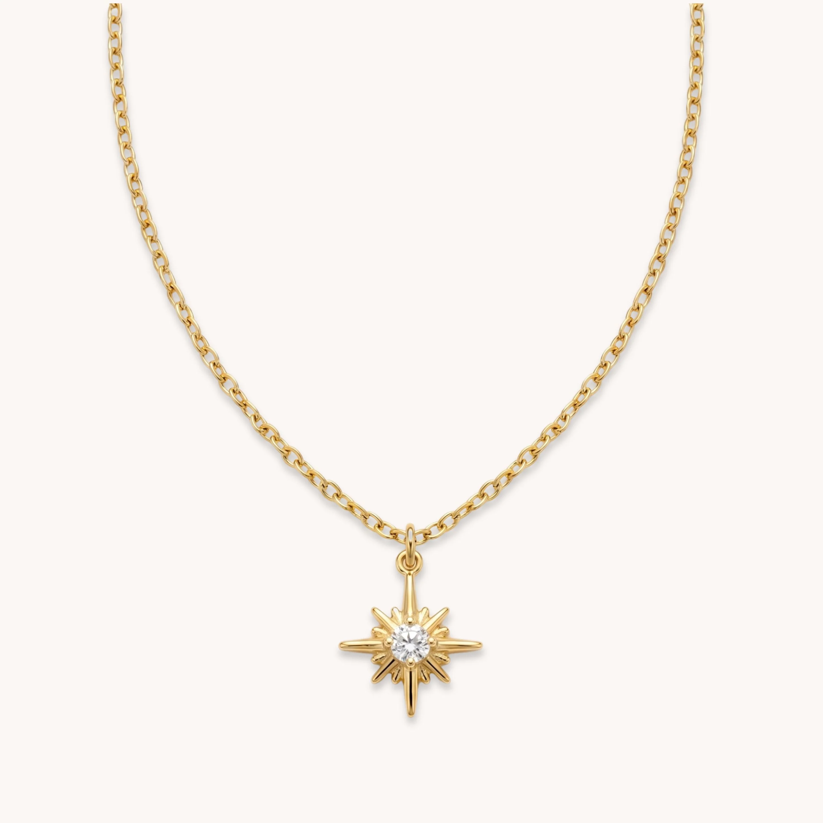 Starburst Birthstone Necklace in Gold - Image 2