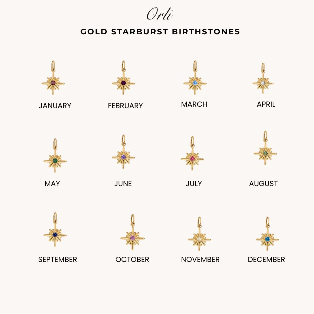 Starburst Birthstone Necklace in Gold - Image 3