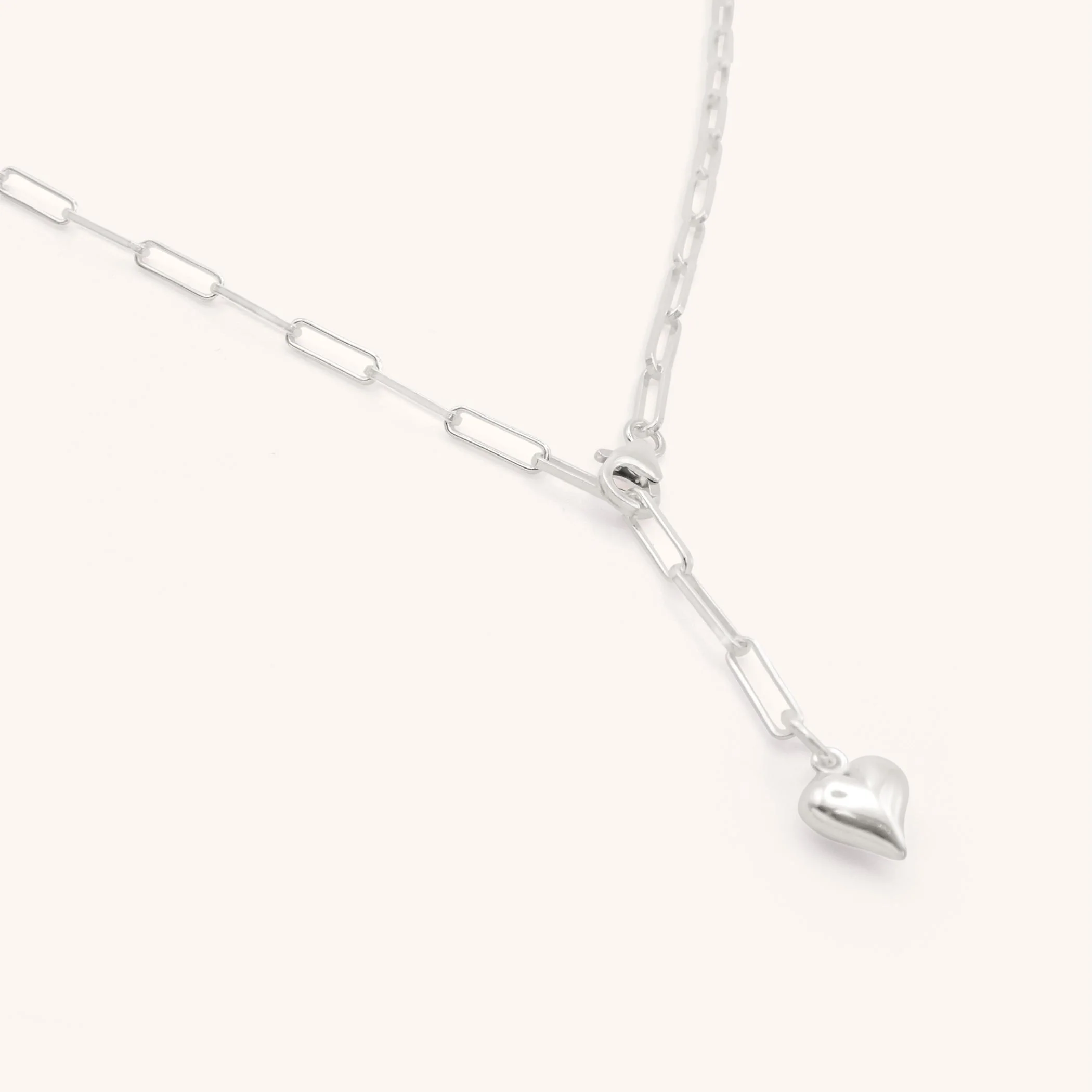 Sterling Silver Adjustable Paperclip Mia Heart Necklace - Image 2