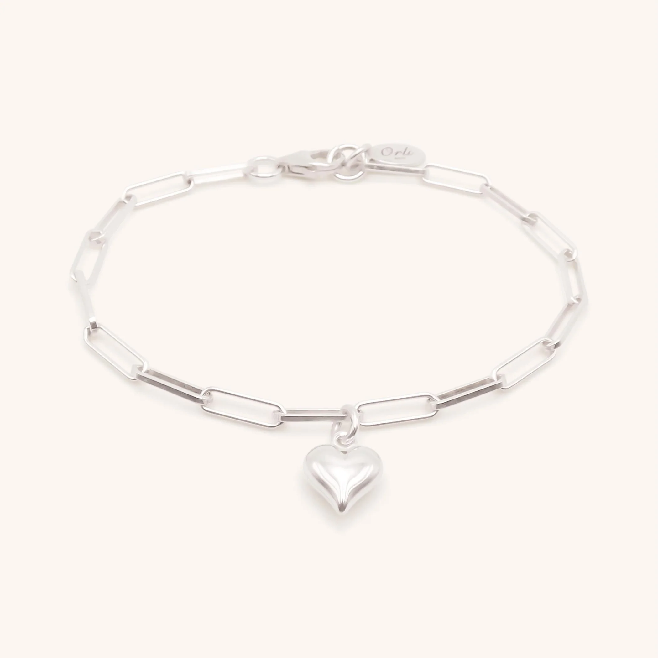 Sterling Silver Mia Heart Paperclip Chain Bracelet - Image 2