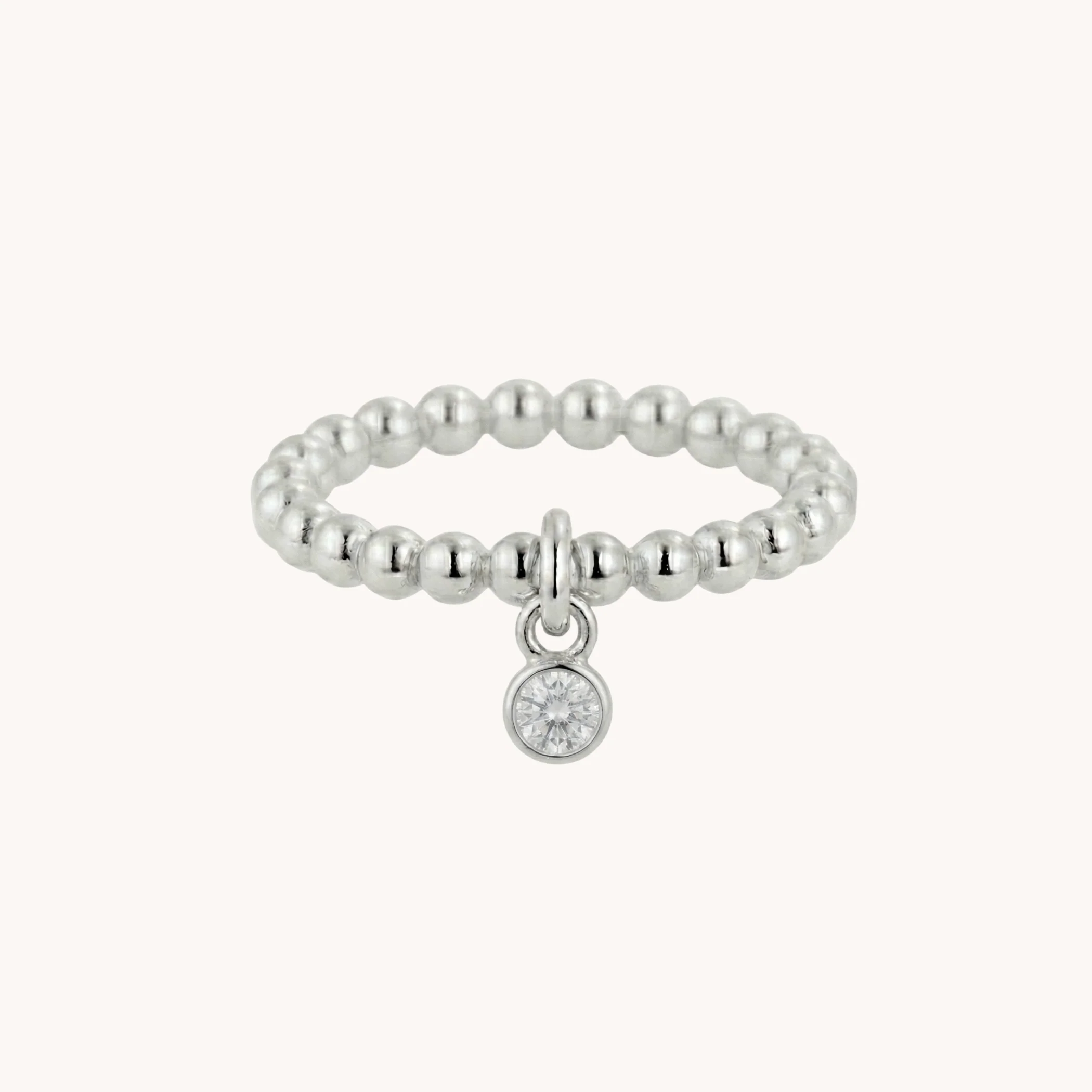 Sterling Silver Personalised Birthstone Beads Ring