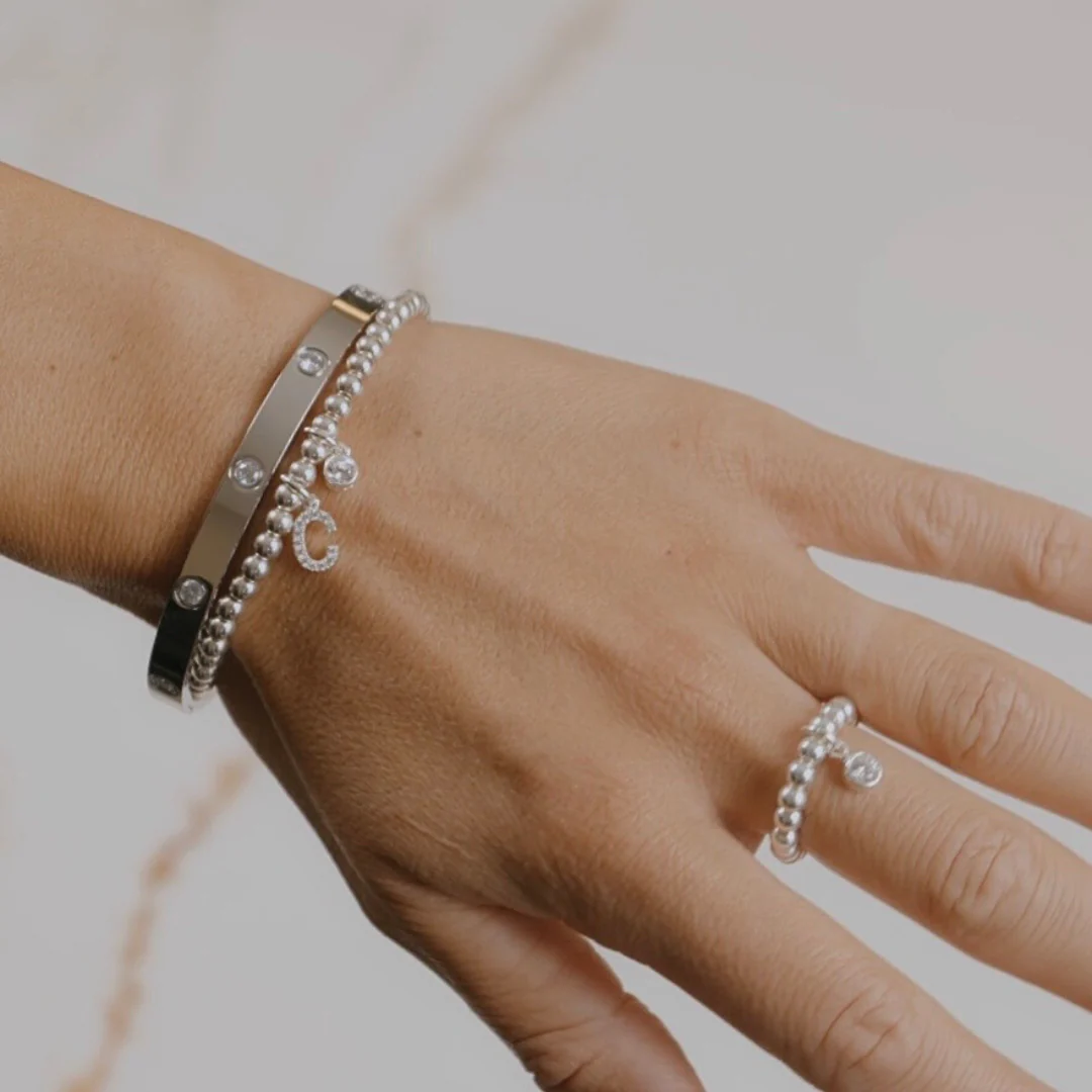 Cali Crystal Bangle in Silver - Image 4
