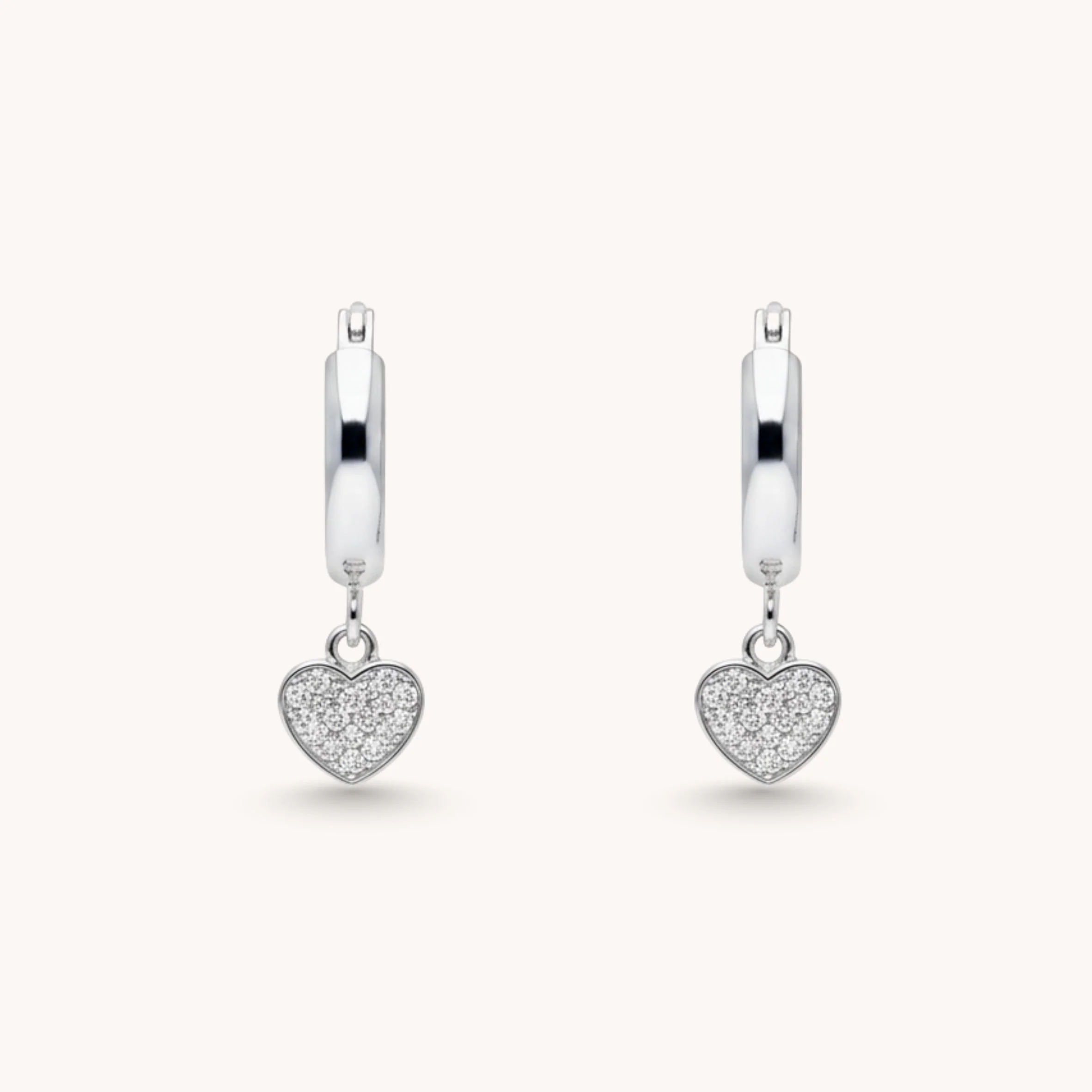 Sterling Silver Crystal Holly Heart Huggie Hoops - Image 2