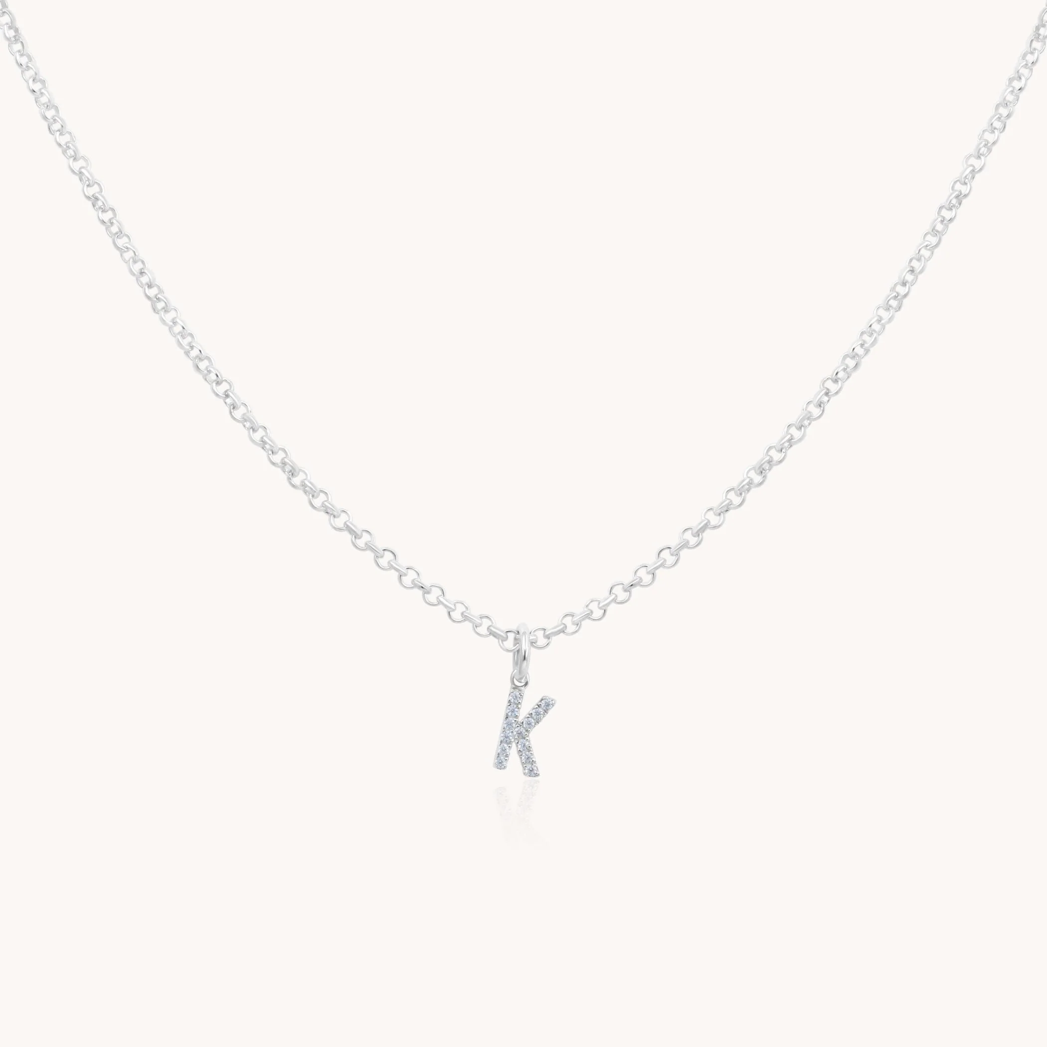 Sterling Silver Mini Crystal Initial Necklace - Image 2