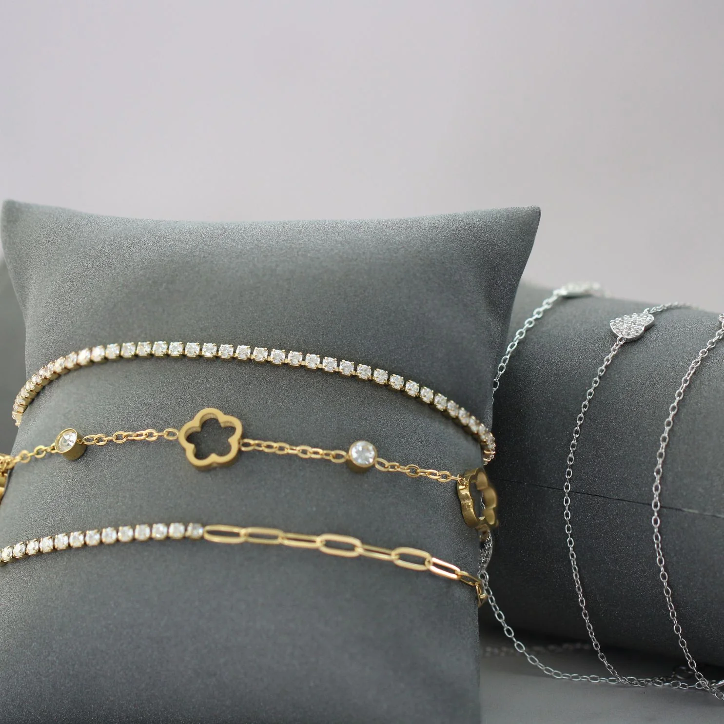 Clover & Crystal Charm Bracelet in Gold - Image 4