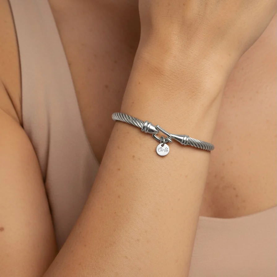Twist Lock Bangle, Silver - Image 3