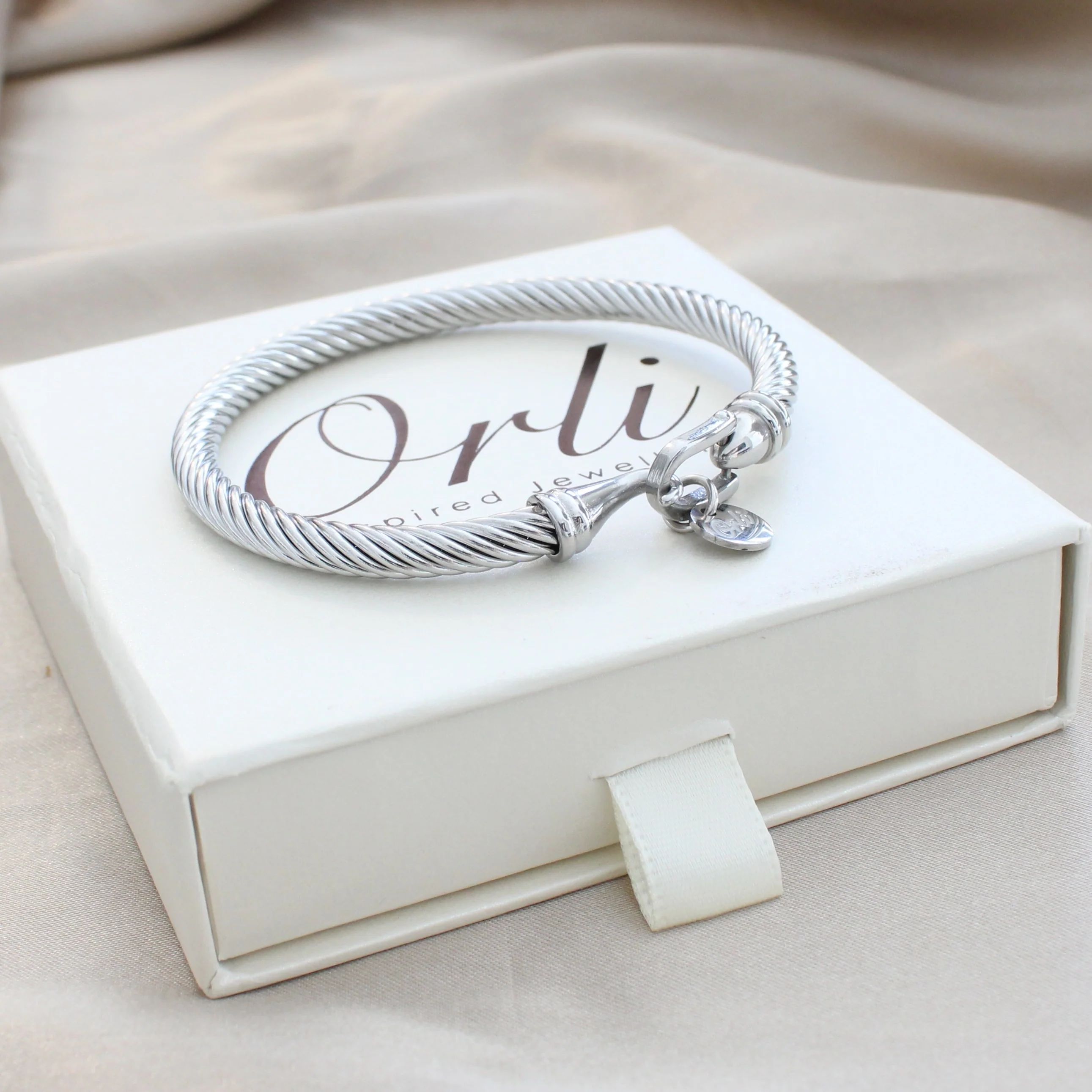 Twist Lock Bangle, Silver - Image 4