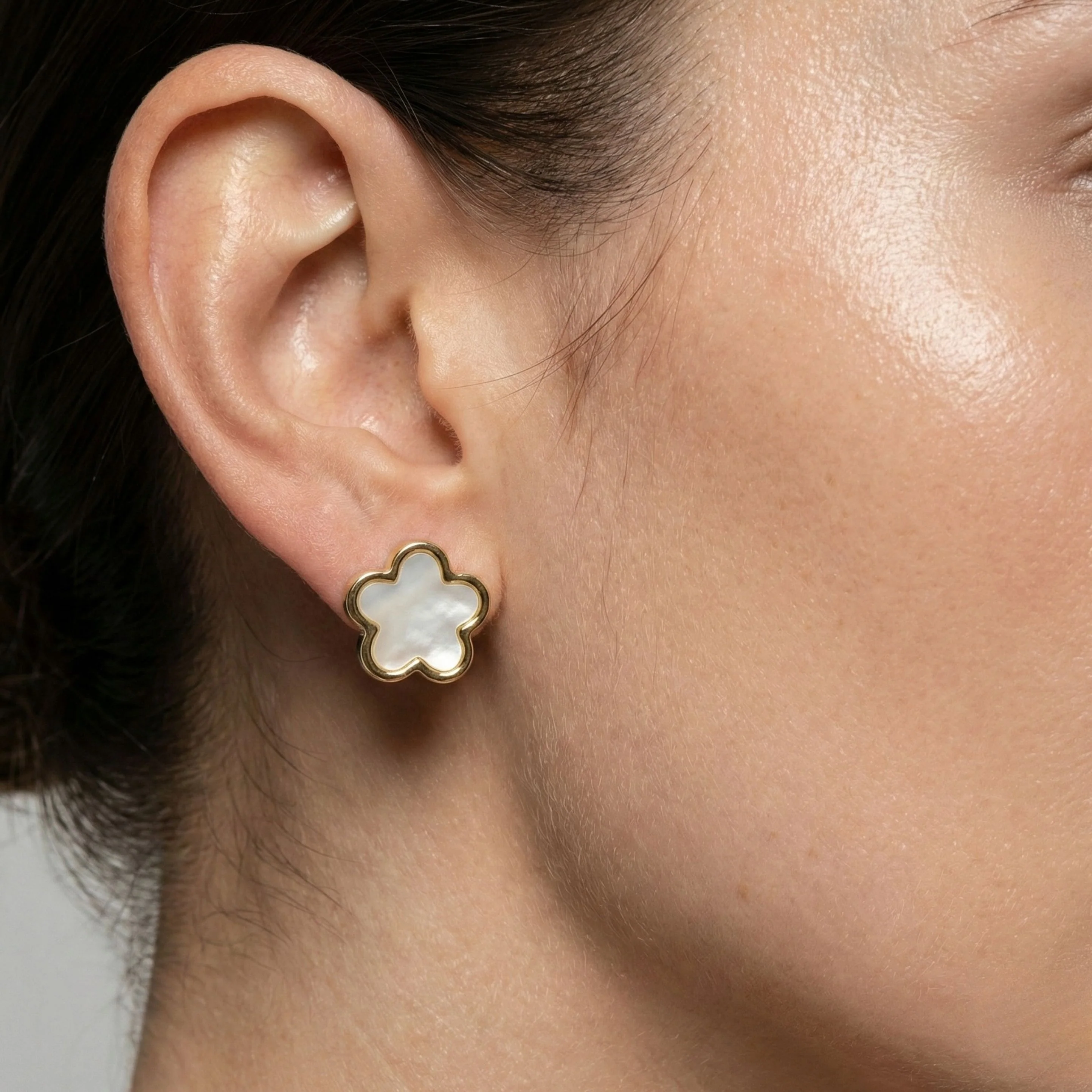 White Clover Studs, Gold - Image 2